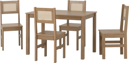 Santana 1+4 Dining Set - Light Oak/Rattan Effect