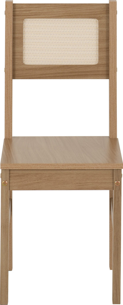 Santana 1+4 Dining Set - Light Oak/Rattan Effect