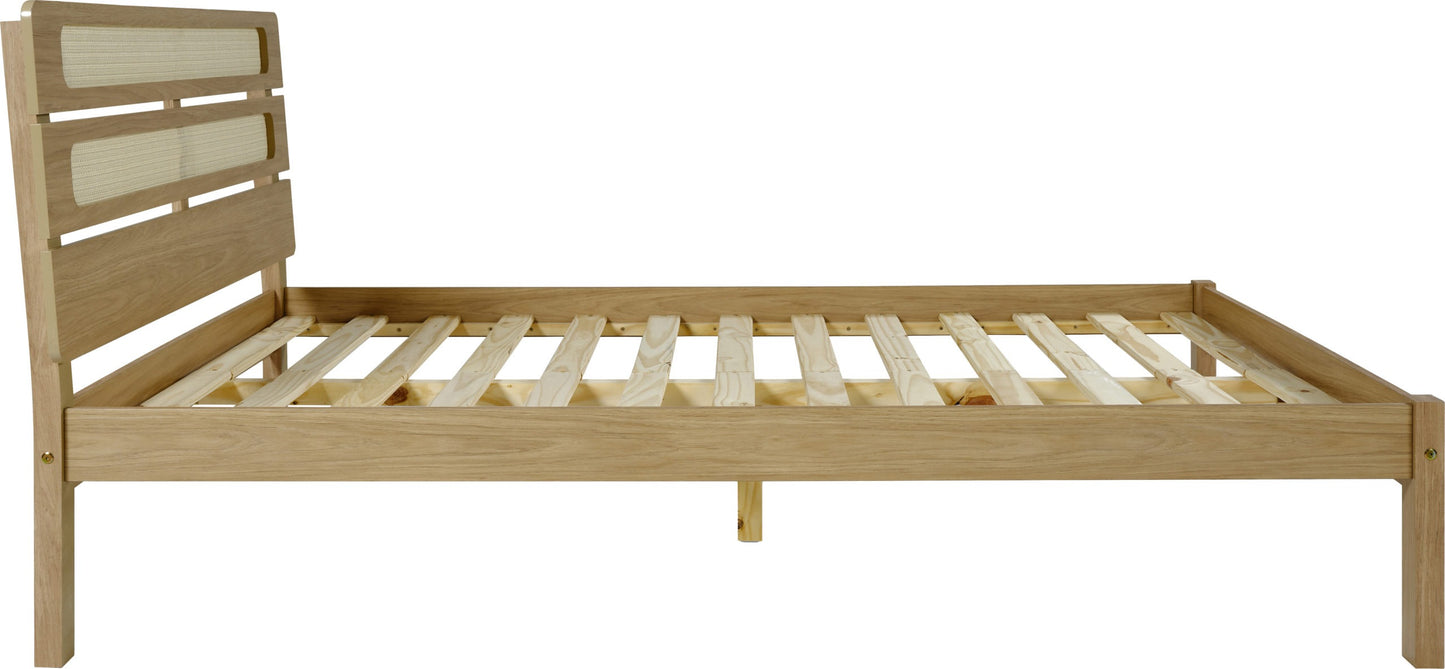 Santana 5' Bed - Light Oak/Rattan Effect