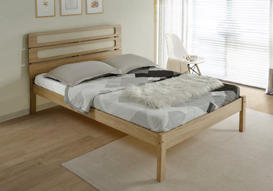 Santana 5' Bed - Light Oak/Rattan Effect