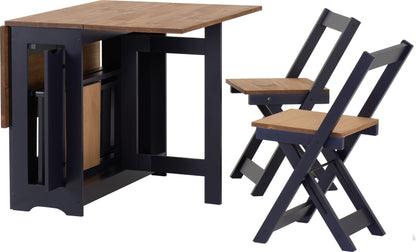 Santos Butterfly Dining Set (X4 Chairs) - Navy Blue/Distressed Waxed Pine