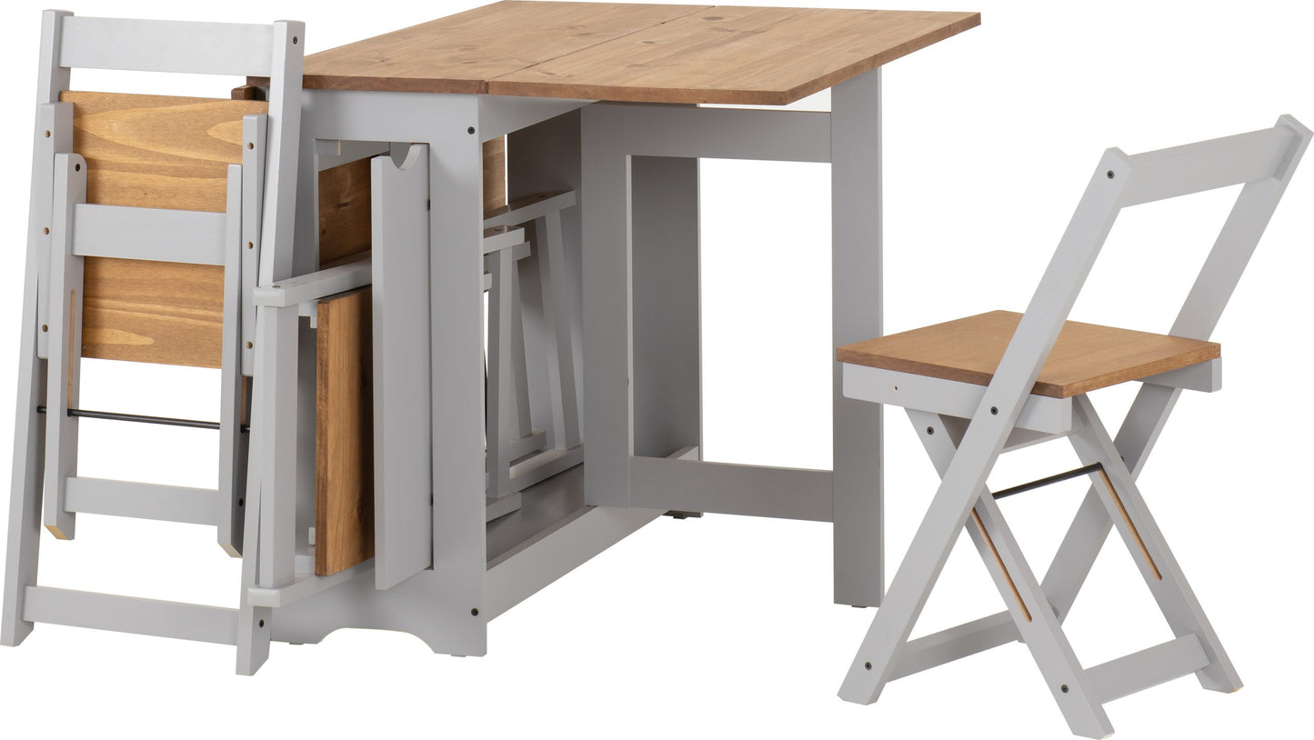 Santos Butterfly Dining Set (X4 Chairs) - Grey Slate/Distressed Waxed Pine