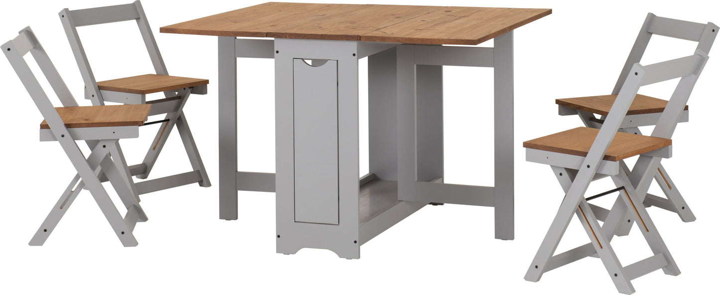 Santos Butterfly Dining Set (X4 Chairs) - Grey Slate/Distressed Waxed Pine