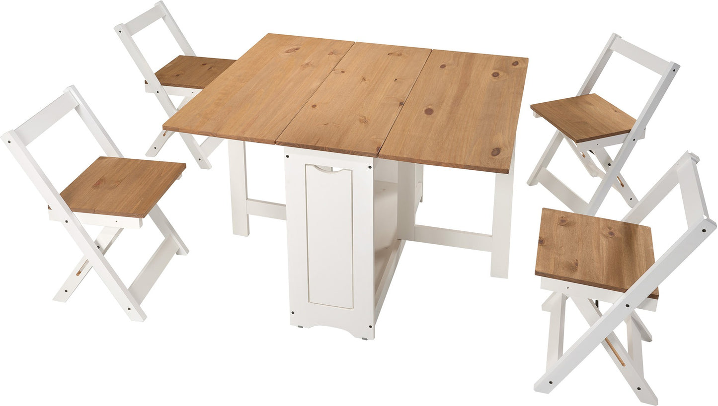 Santos Butterfly Dining Set (X4 Chairs) - White/Distressed Waxed Pine