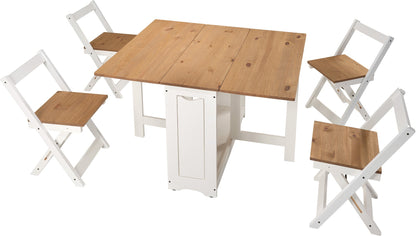 Santos Butterfly Dining Set (X4 Chairs) - White/Distressed Waxed Pine