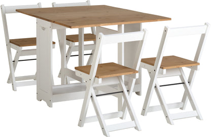 Santos Butterfly Dining Set (X4 Chairs) - White/Distressed Waxed Pine