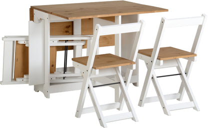 Santos Butterfly Dining Set (X4 Chairs) - White/Distressed Waxed Pine