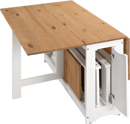 Santos Butterfly Dining Set (X4 Chairs) - White/Distressed Waxed Pine