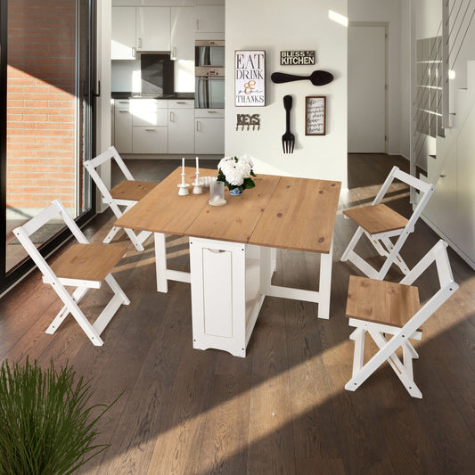 Santos Butterfly Dining Set (X4 Chairs) - White/Distressed Waxed Pine