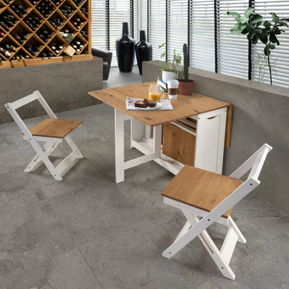 Santos Butterfly Dining Set (X4 Chairs) - White/Distressed Waxed Pine
