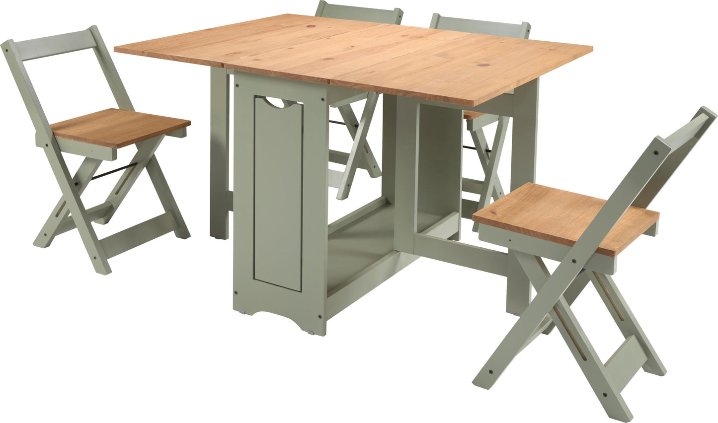 Santos Butterfly Dining Set (X4 Chairs) - Green/Distressed Waxed Pine