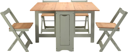 Santos Butterfly Dining Set (X4 Chairs) - Green/Distressed Waxed Pine
