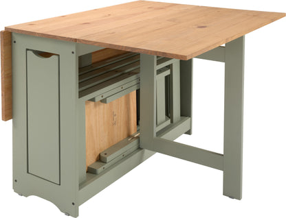 Santos Butterfly Dining Set (X4 Chairs) - Green/Distressed Waxed Pine