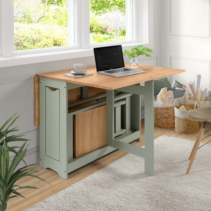 Santos Butterfly Dining Set (X4 Chairs) - Green/Distressed Waxed Pine