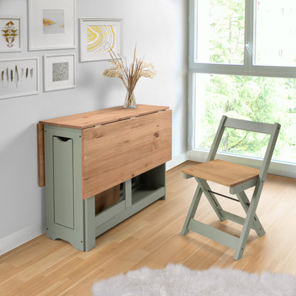 Santos Butterfly Dining Set (X4 Chairs) - Green/Distressed Waxed Pine