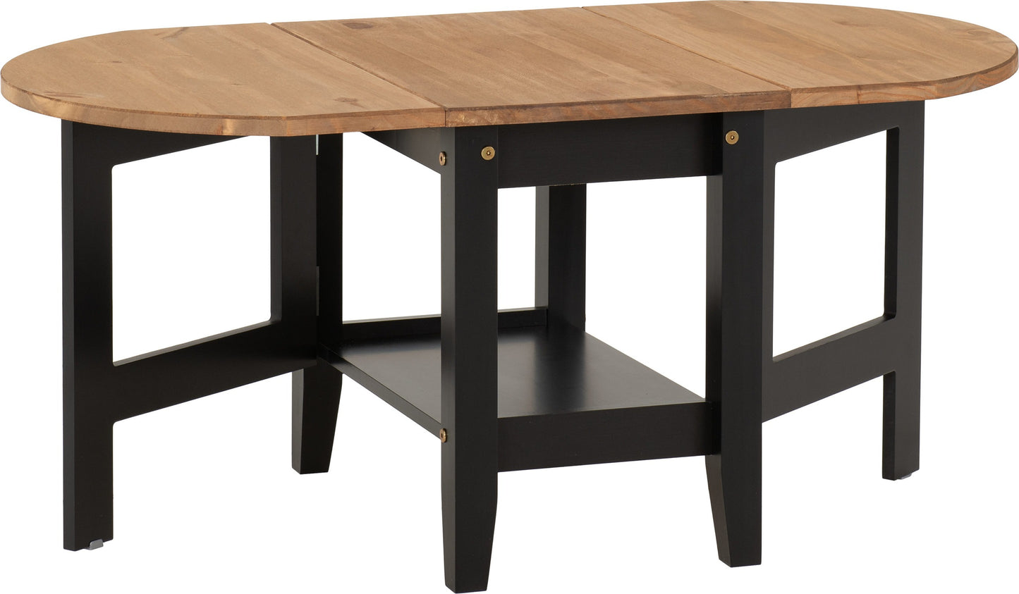 Santos Drop Leaf Coffee Table - Black/Distressed Waxed Pine