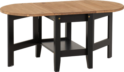 Santos Drop Leaf Coffee Table - Black/Distressed Waxed Pine