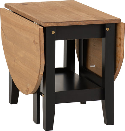 Santos Drop Leaf Coffee Table - Black/Distressed Waxed Pine