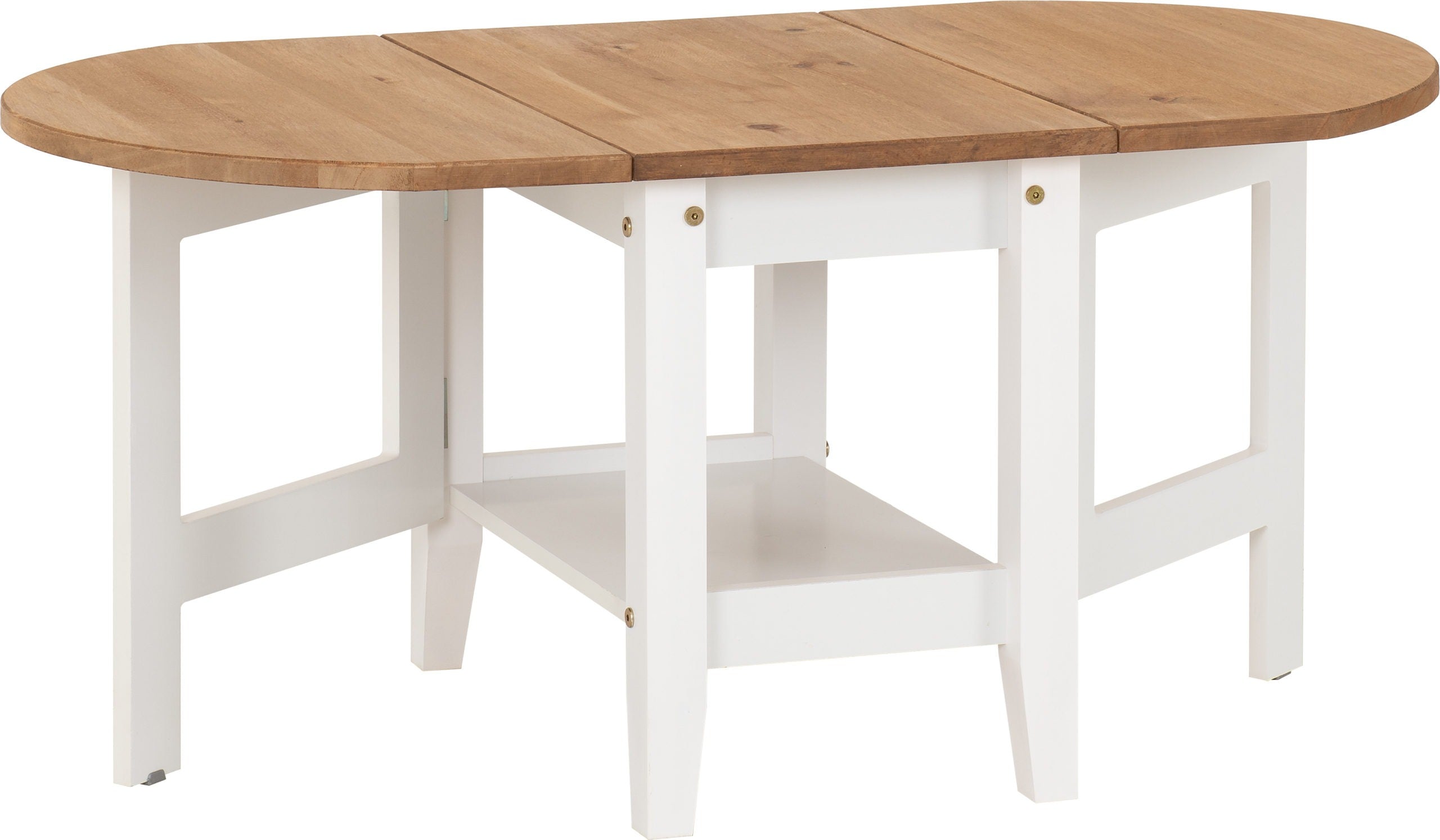 Santos Drop Leaf Coffee Table - White/Distressed Waxed Pine