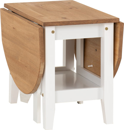 Santos Drop Leaf Coffee Table - White/Distressed Waxed Pine