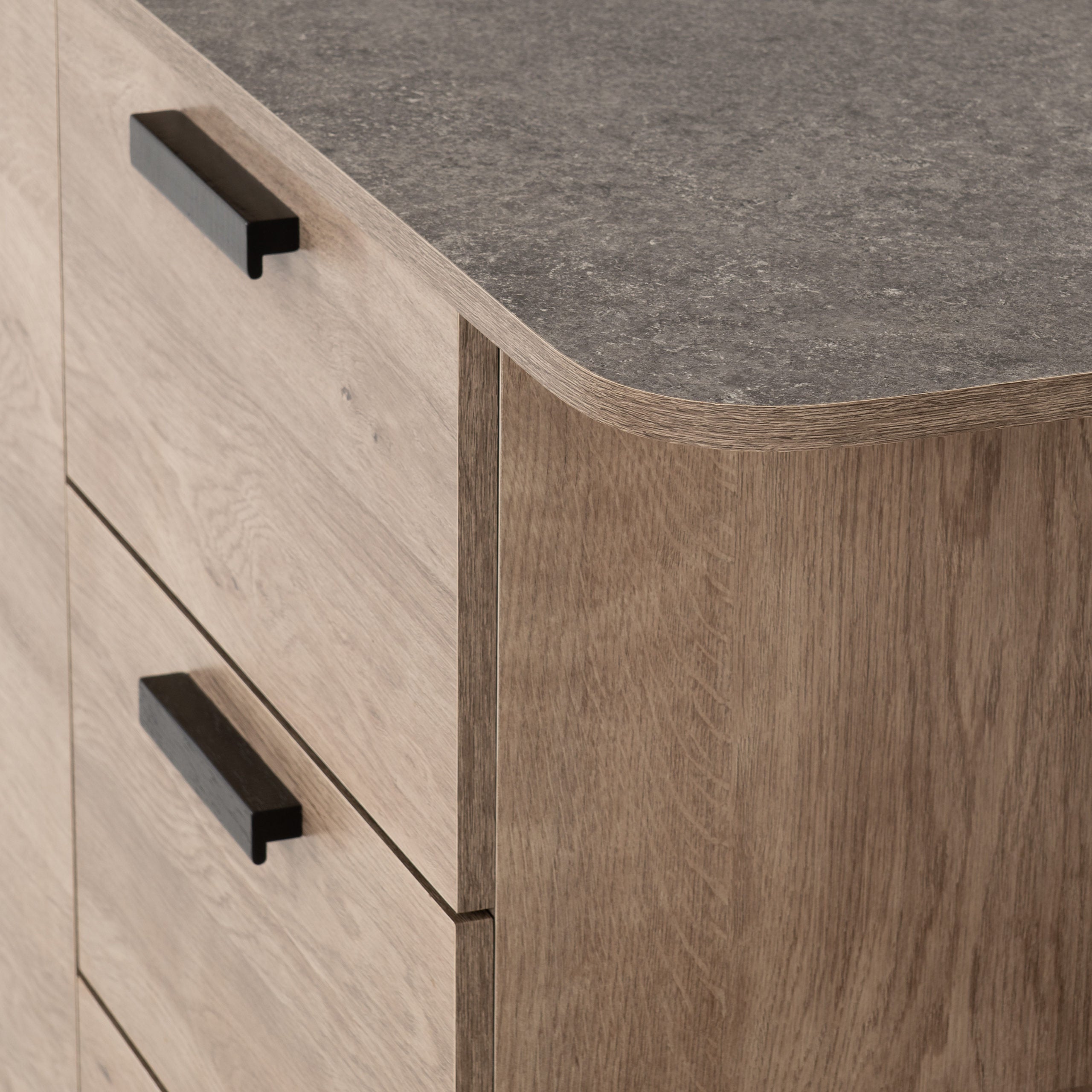 Saxton 1 Door 3 Drawer Sideboard - Mid Oak Effect/Grey