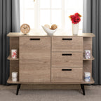 Saxton 1 Door 3 Drawer Sideboard - Mid Oak Effect/Grey