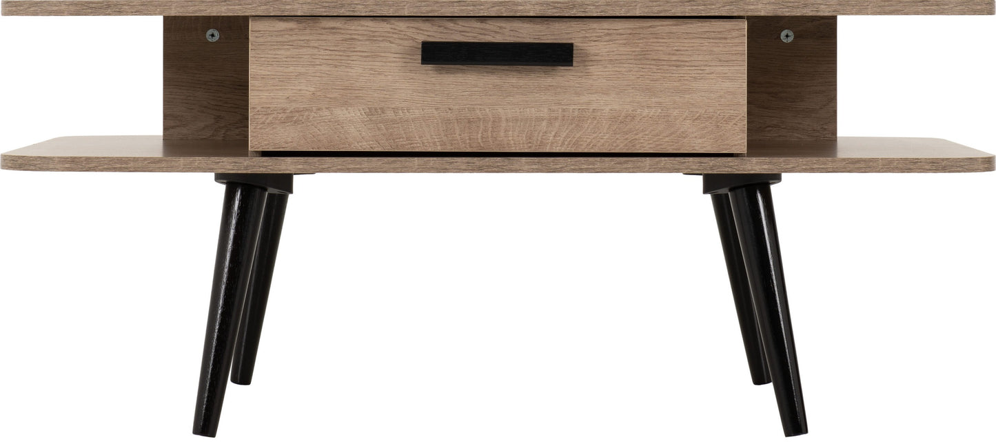 Saxton 1 Drawer Coffee Table - Mid Oak Effect/Grey