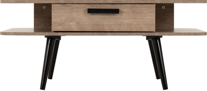 Saxton 1 Drawer Coffee Table - Mid Oak Effect/Grey