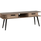 Saxton 2 Drawer Tv Unit - Mid Oak Effect/Grey