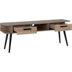 Saxton 2 Drawer Tv Unit - Mid Oak Effect/Grey