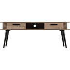 Saxton 2 Drawer Tv Unit - Mid Oak Effect/Grey