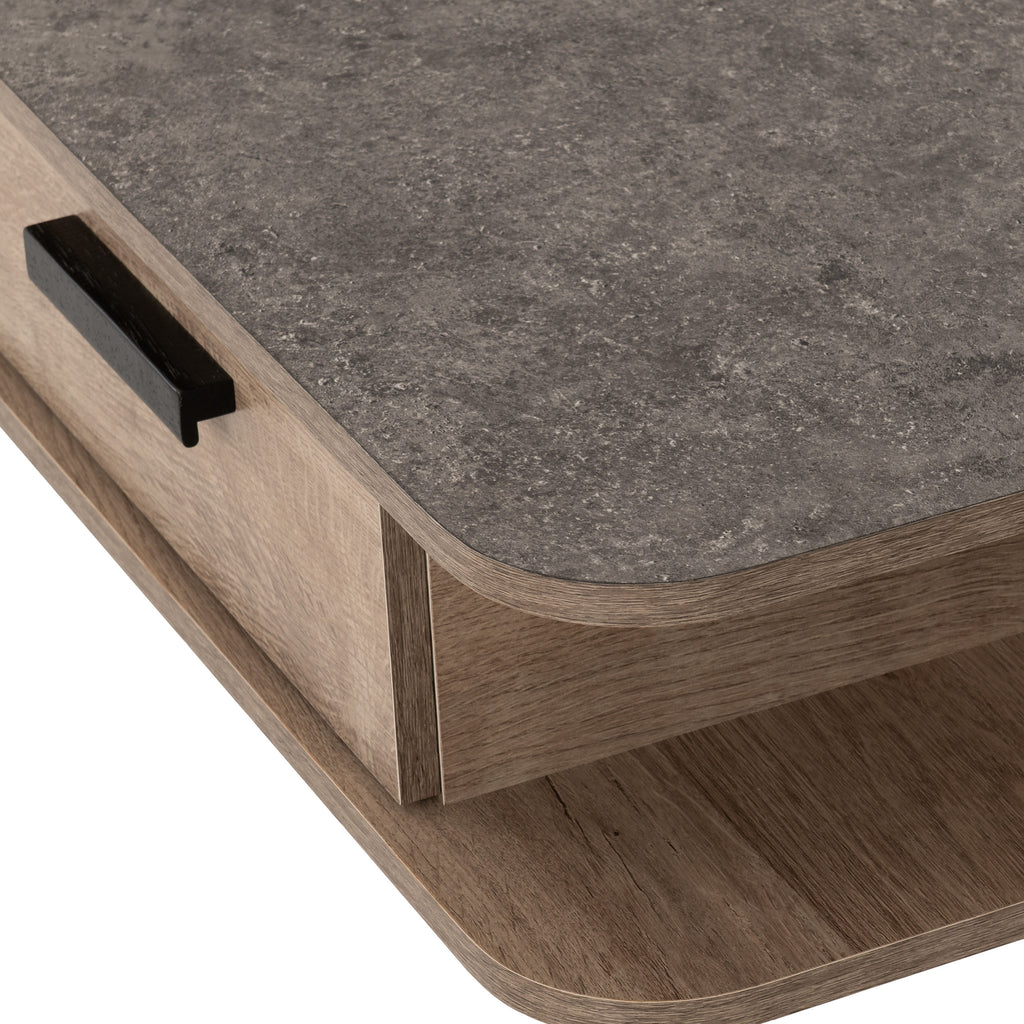 Saxton 2 Drawer Tv Unit - Mid Oak Effect/Grey