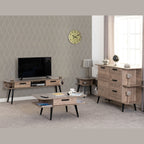Saxton 2 Drawer Tv Unit - Mid Oak Effect/Grey