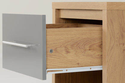 Seville 1 Drawer Bedside - Grey Gloss/Light Oak Effect Veneer