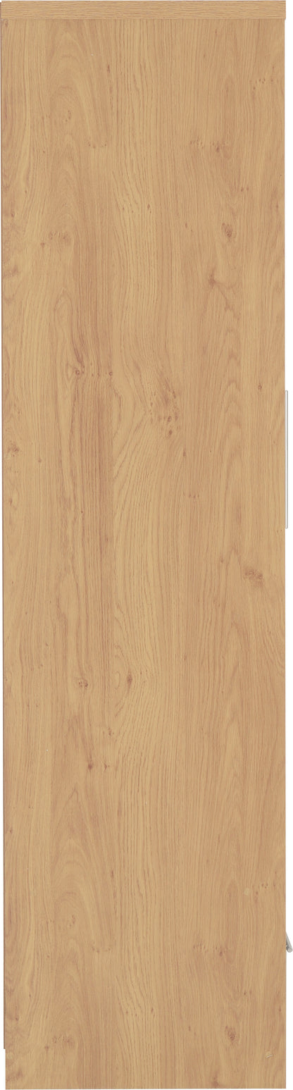 Seville 2 Door 1 Drawer Wardrobe - Grey Gloss/Light Oak Effect Veneer