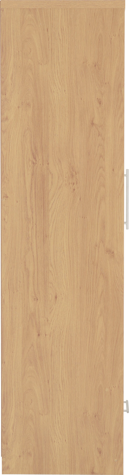 Seville 2 Door 1 Drawer Wardrobe - White Gloss/Light Oak Effect Veneer