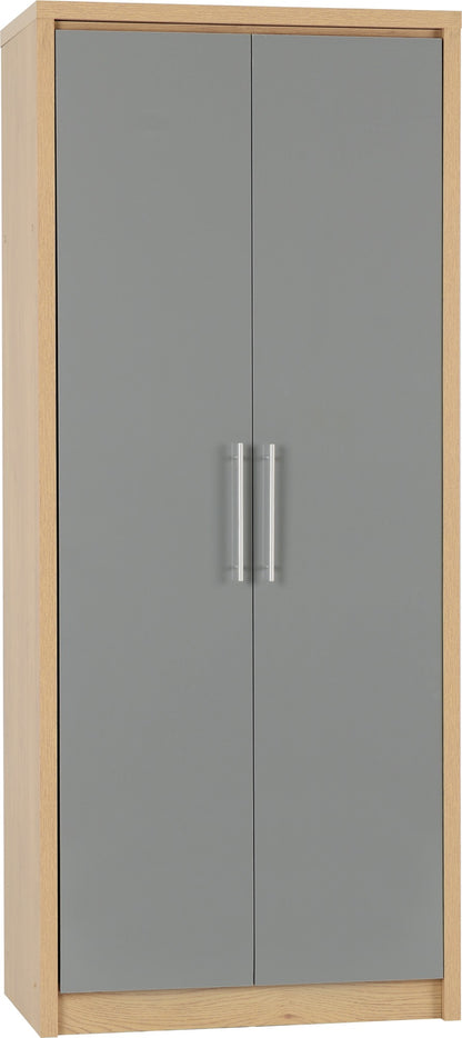 Seville Bedroom Trio Set - Grey Gloss/Light Oak Effect Veneer