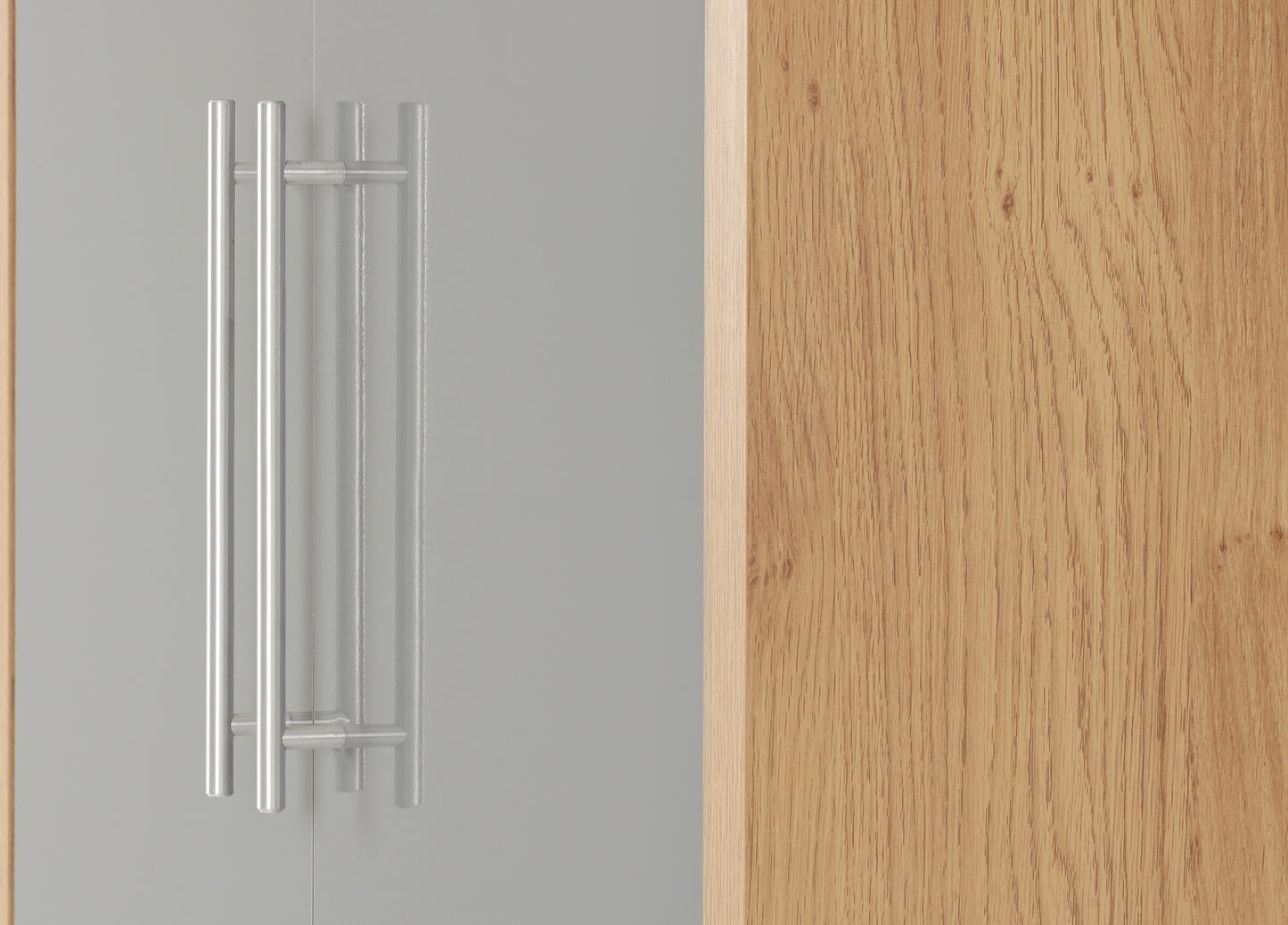 Seville 2 Door Wardrobe - Grey Gloss/Light Oak Effect Veneer