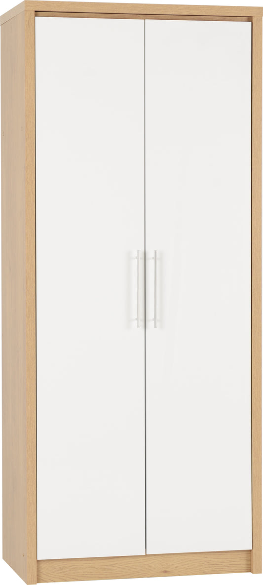 Seville Bedroom Trio Set - White Gloss/Light Oak Effect Veneer