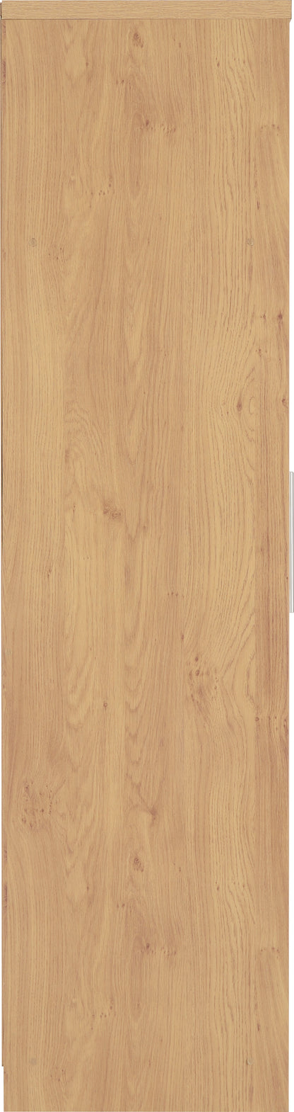 Seville 2 Door Wardrobe - White Gloss/Light Oak Effect Veneer