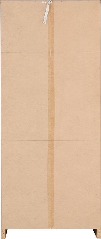 Seville 2 Door Wardrobe - White Gloss/Light Oak Effect Veneer