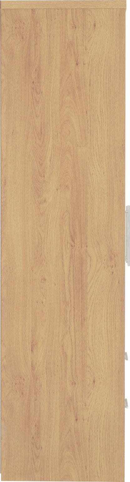 Seville 3 Door 2 Drawer Wardrobe - White Gloss/Light Oak Effect Veneer