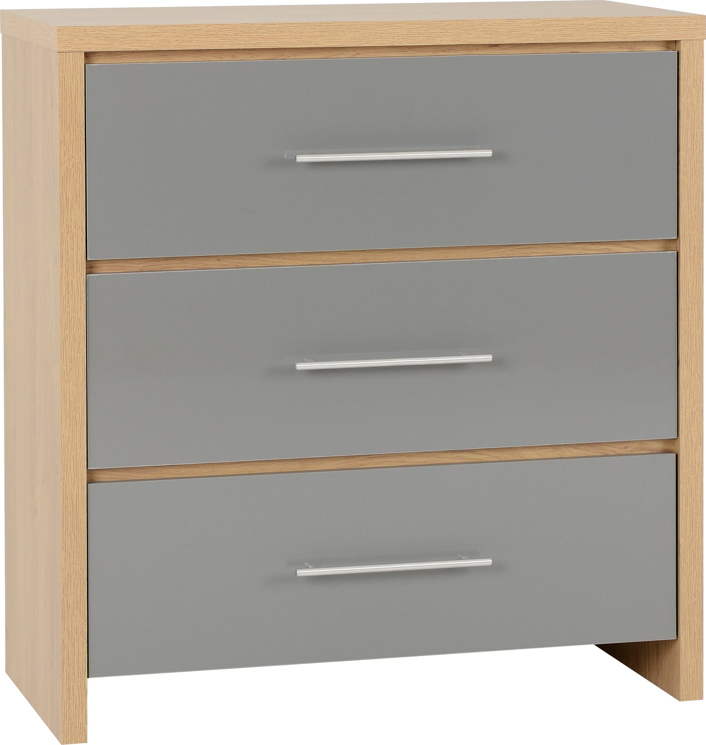 Seville Bedroom Trio Set - Grey Gloss/Light Oak Effect Veneer