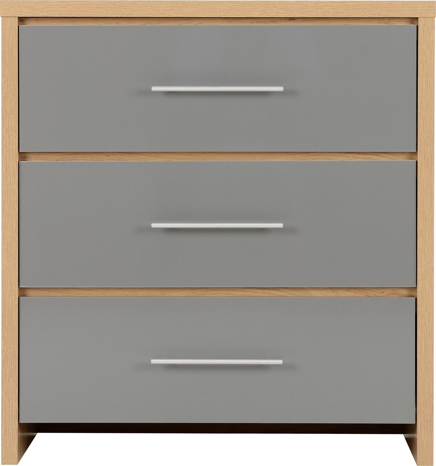 Seville 3 Drawer Chest - Grey Gloss/Light Oak Effect Veneer