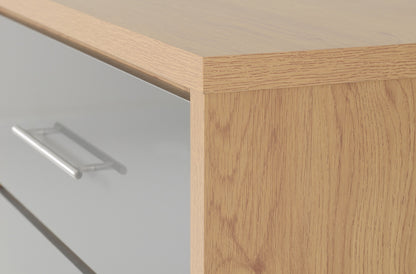 Seville 3 Drawer Chest - Grey Gloss/Light Oak Effect Veneer