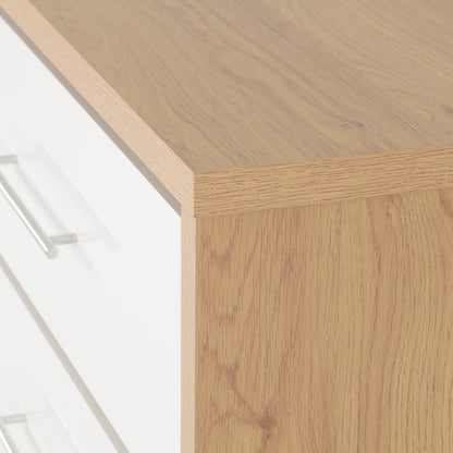 Seville 3 Drawer Chest - White Gloss/Light Oak Effect Veneer