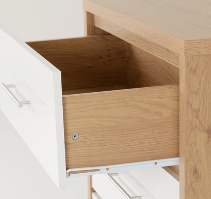 Seville 3 Drawer Chest - White Gloss/Light Oak Effect Veneer