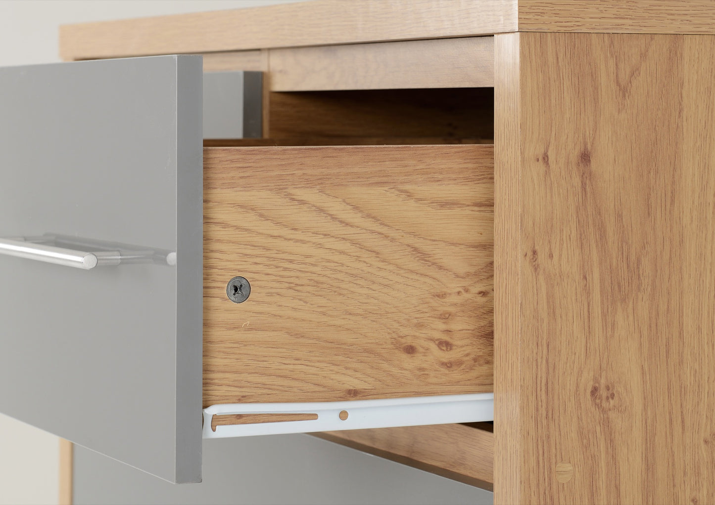 Seville 3+2 Drawer Chest - Grey Gloss/Light Oak Effect Veneer
