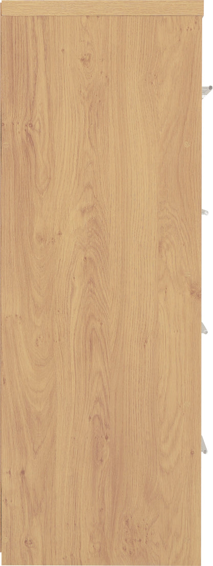 Seville 3+2 Drawer Chest - White Gloss/Light Oak Effect Veneer