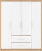 Seville 4 Door 2 Drawer Wardrobe - White Gloss/Light Oak Effect Veneer